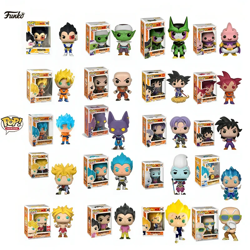 Фигурки аниме Funko Pop Dragon Balls SUPER SAIYAN3 GOKU VEGITO BROLY MAJIN VEGETA Виниловая фигурка Несколько видов моделей игрушек для детей