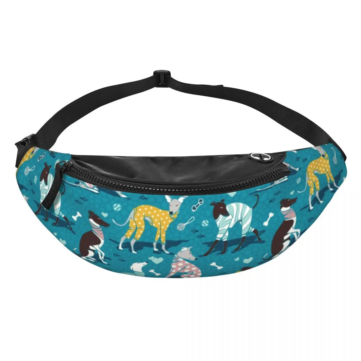 Greyhounds Dog Fanny Pack para homens e mulheres, bolsa de cintura crossbody para caminhadas, bolsa de dinheiro para telefone, Whippet fofo