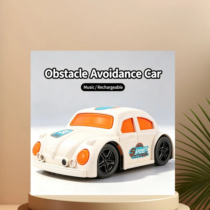 Children Obstacle Avoidance Induction Toy Car Rechargeable Electric Cartoon Car With Music Effect Kids Interactive Play Toy Gift