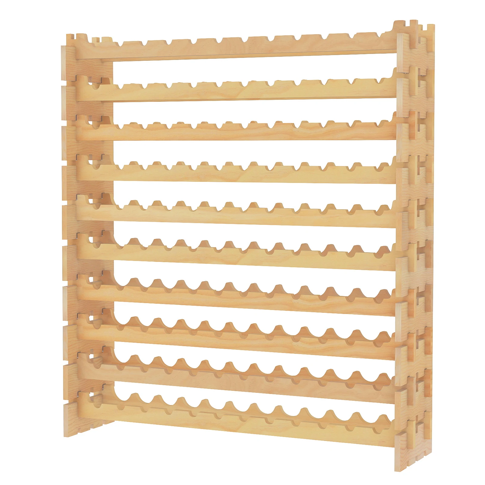 Estante para Botellas de Vino Apilable de Madera para 120 Botellas, Estante para Vino con 10 Niveles, Estante de Madera, Soporte para Botellas