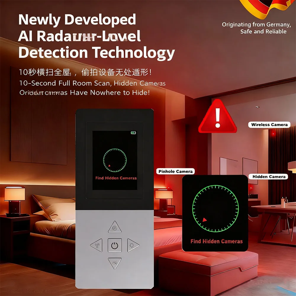 Шпионские гаджеты, детектор радарного уровня с искусственным интеллектом, сканирование в полной комнате 10 с, тепловизионное изображение/инфракрасное/радионое обнаружение, скрытая камера для отеля/GPS-трекер