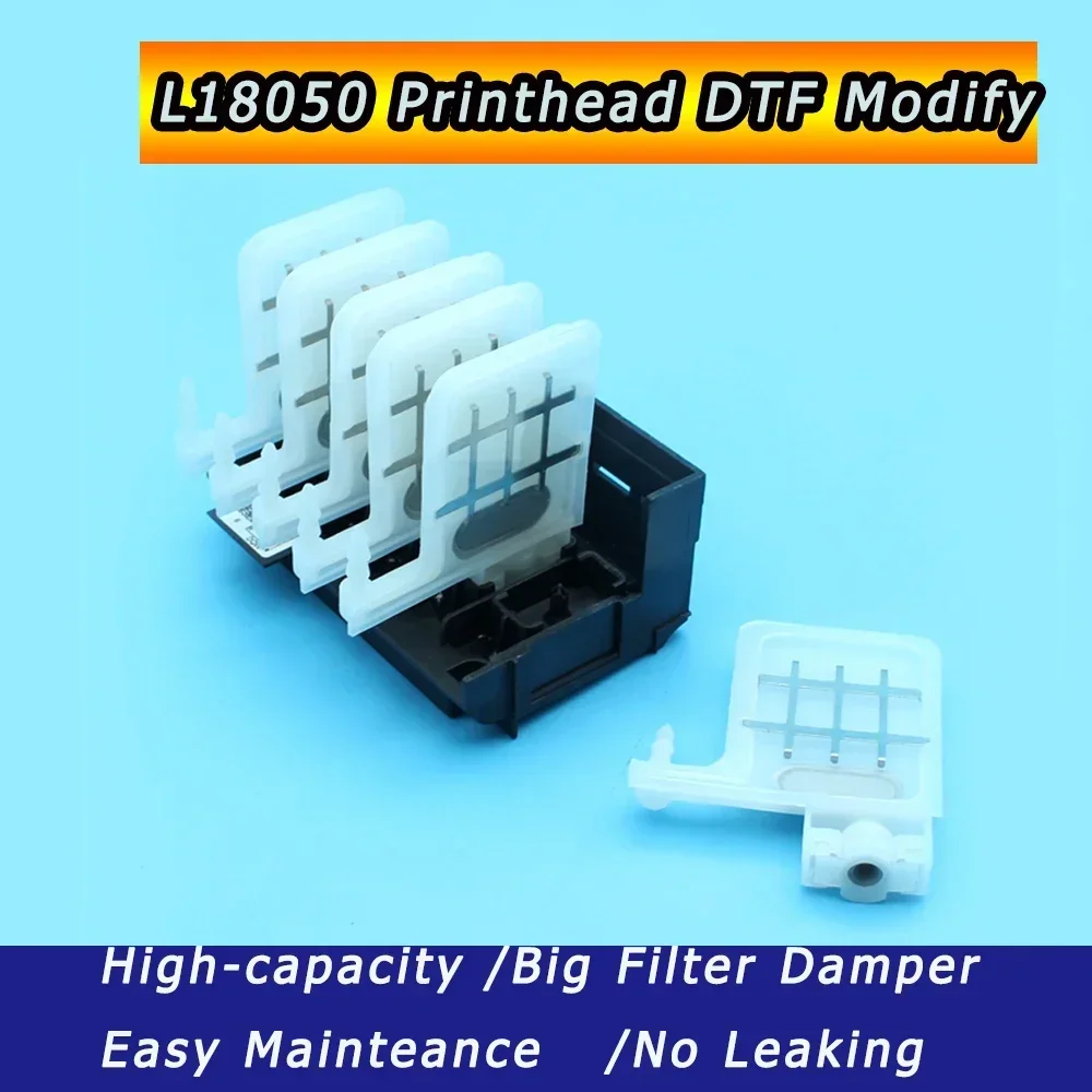 

DTF Manifold L18050 Printhead Adaptor Print Head Converter With Big White Ink Damper Kit For Epson XP600 18100 ET L8050 EcoTank