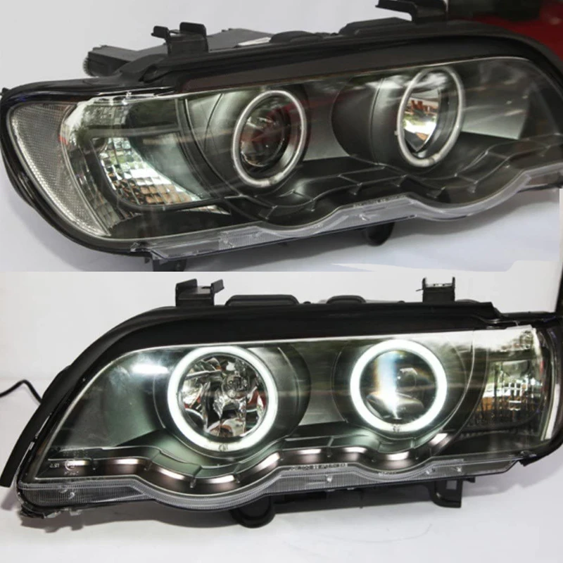 For BMW X5 E53 Headlights Front Lamp Black Housing 1999 To 2003 Year LF