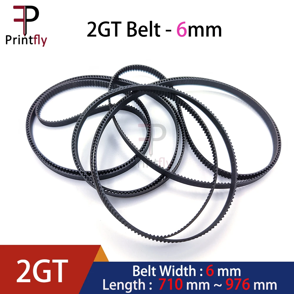 

Printfly 2GT 2M GT2 Timing belt Pitch length 710/738/740/750/752/760/782/784/800~900/930/950/960/976 Width 6mm Rubber closed