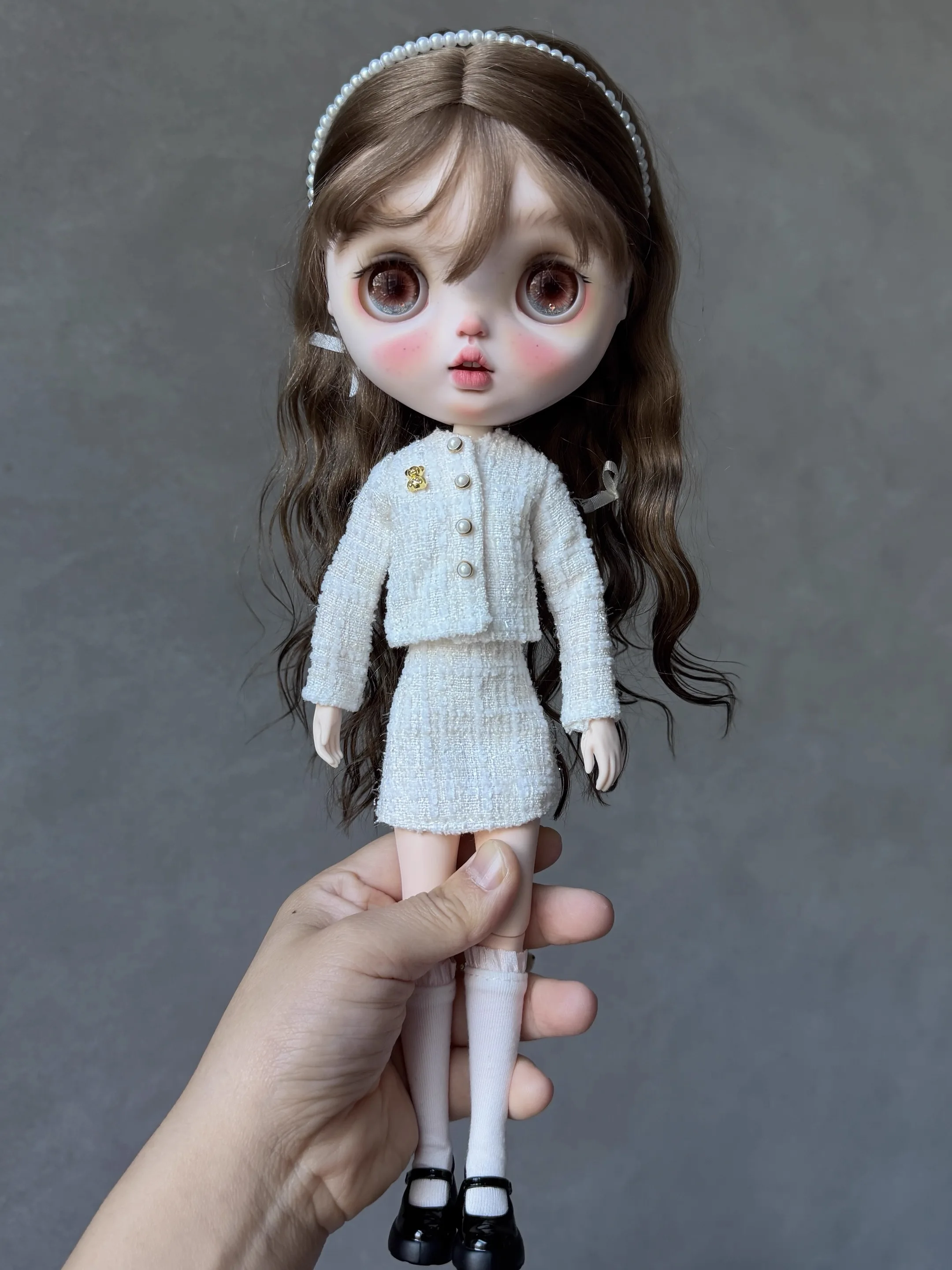 

ICY DBS Blyth Doll Clothes Accessories Miss Thousand Gold Small Fragrant Style Jacket+Short Skirt Set For 19 Joints OB24 Blyth