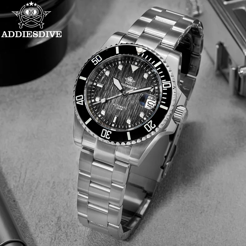 ADDIESDIVE Diving Automatic Mechanical Watch 200M Waterproof Sunburst Dial Sapphire Men's Watches Japan 8215 AD2536 Reloj Hombre