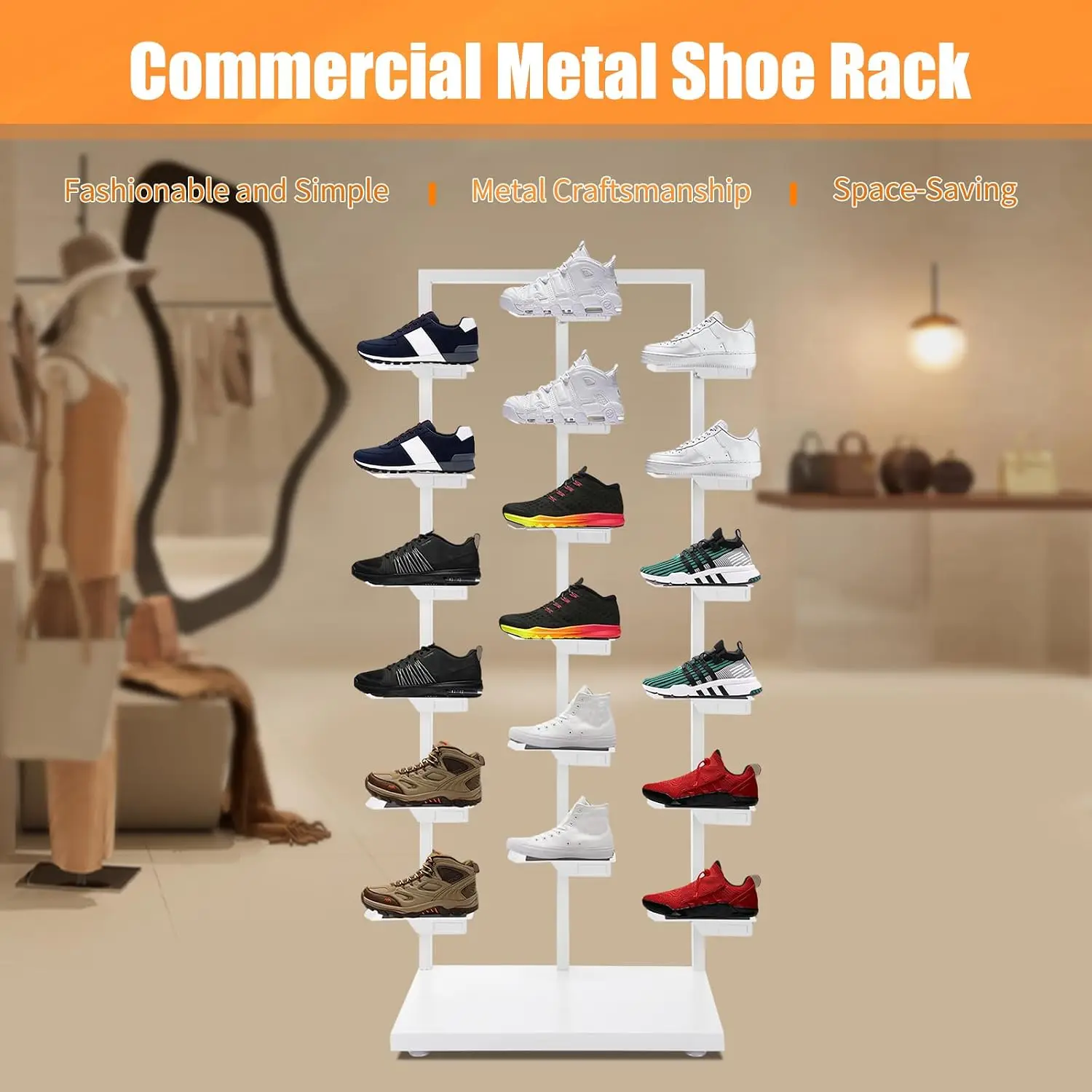 Commercial Shoe Rack Display Stand Metal Sneaker Shelf Organizer for Clothing Store Boutique Retail Home, Customized