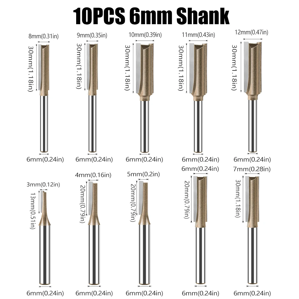 1 Stück 6mm Schaft CNC Fräser, gerader Einzel- und Doppelklingen-Hobelfräser aus Wolframkarbid, Holzbearbeitungswerkzeug – Detail 6