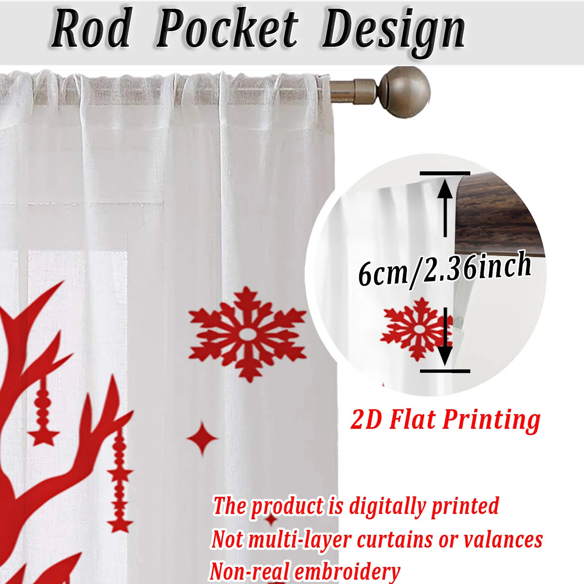 ستارة شفافة للمطبخ بطباعة مسطحة لعيد الميلاد مع زخرفة ندفة الثلج لأشجار عيد الميلاد المجيد لحفلات ديكور المنزل في عيد الميلاد #4