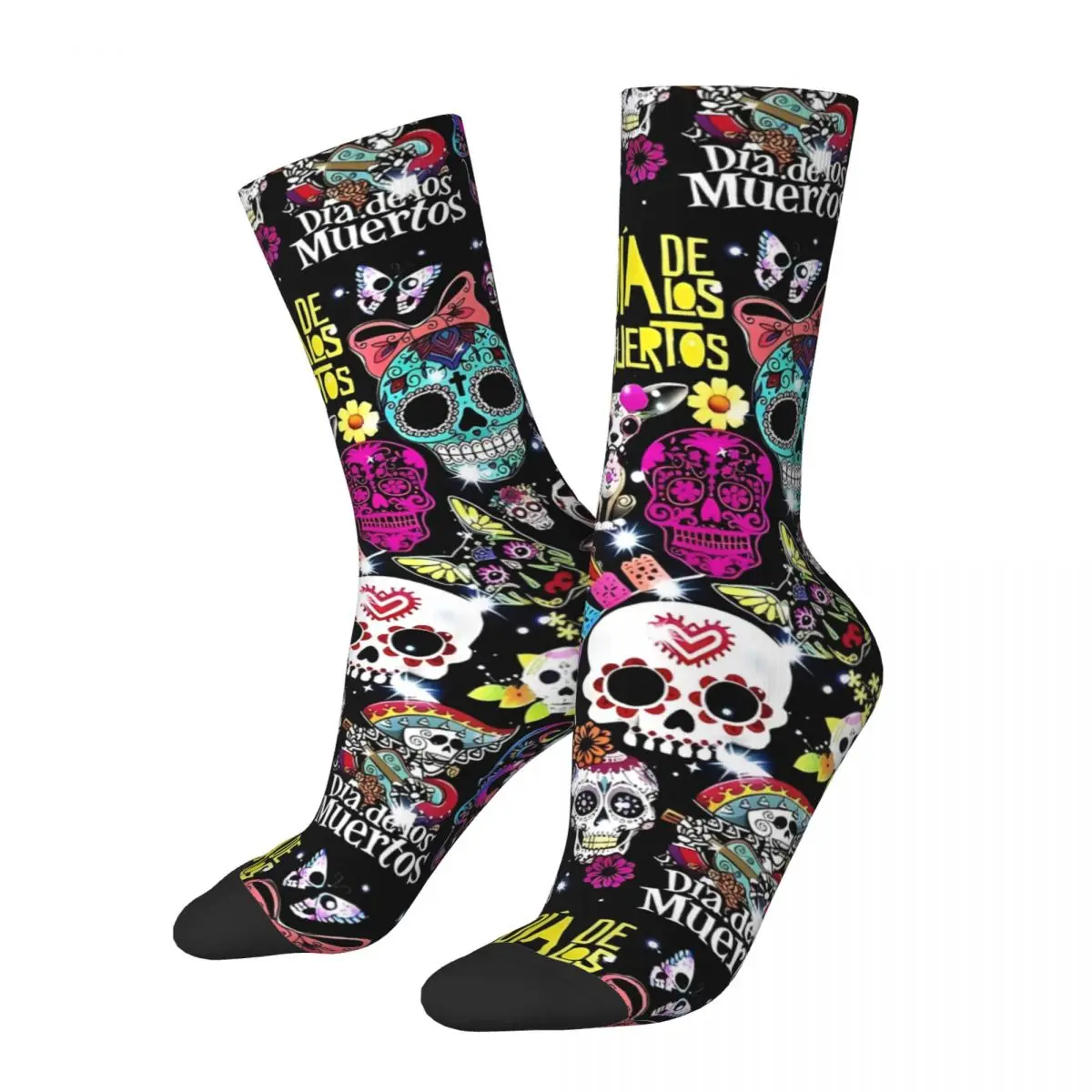 Vintage Day Of The Dead Men\'s Socks Unisex Street Style Seamless Printed Crazy Crew Sock Gift