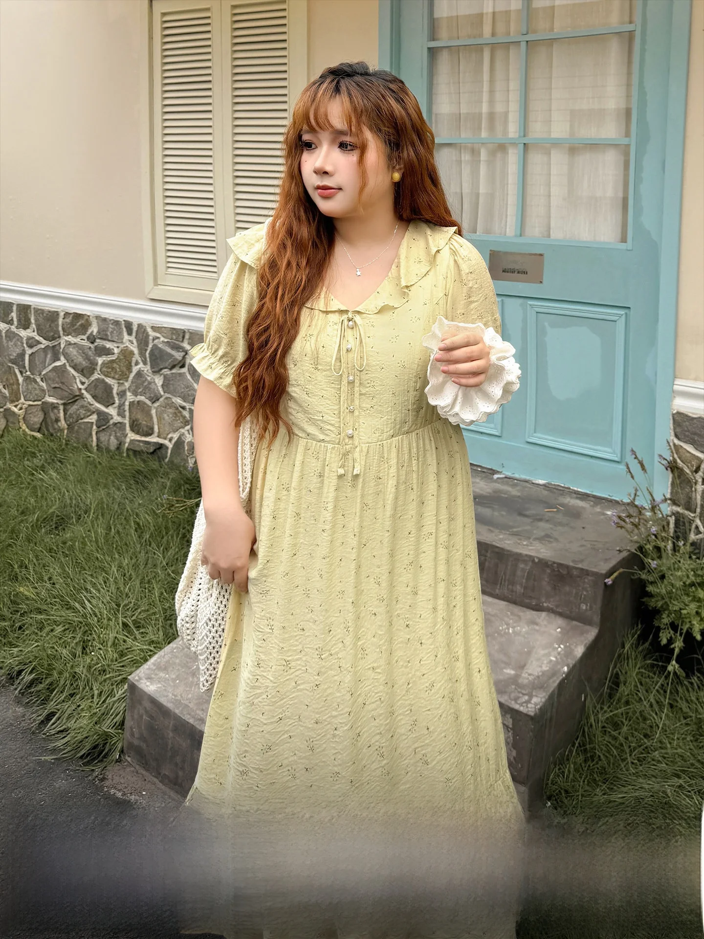 

plus Size Floral Print Dress with Bow Tie Short Sleeve High Waist A-Line Skirt for Women Summer Casual Date Party Shopping