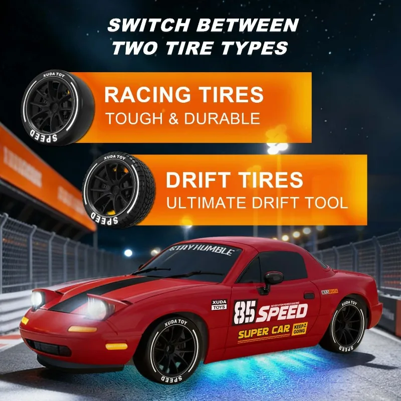 Cool Stuff Funny Gift-Kawaii High-speed 4WD Rc Drift Car,Remote Control Car,1-click Flip Light Fart Spray Rc Cars,Toys for Kids