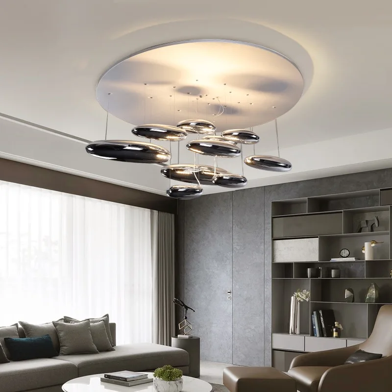 Postmodern  Water Drop Silver Gold LED Ceiling Chandelier Lighting Lamparas De Techo Suspension Luminaire Lampen For Living Room