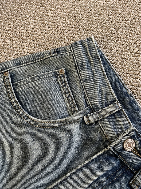 

High Waist Waed Denim Jeans Women's Spring New Loose Faion High Street Wide Leg Five-Quarter Pants Casual Sle