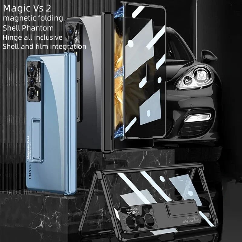 Ultra thin magnetic foldable screen holder, all inclusive phone case suitable for Honor MagicVS2 fall protection case+