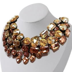 Delicate Geometric Glass Crystal Necklace 2024 Creative Trend Clothing Accessories Copper Claw Set Chroma Crystal Jewelry Gift