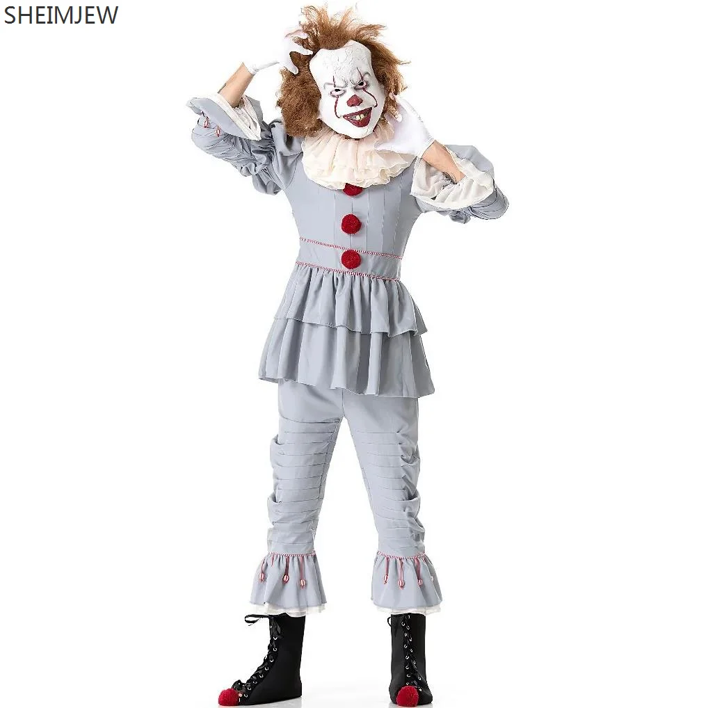 2024 Halloween Adult Men Joker Cosplay Costume Purim Party Terror Clown Fancy Dress Up Carnival Stage Costumes