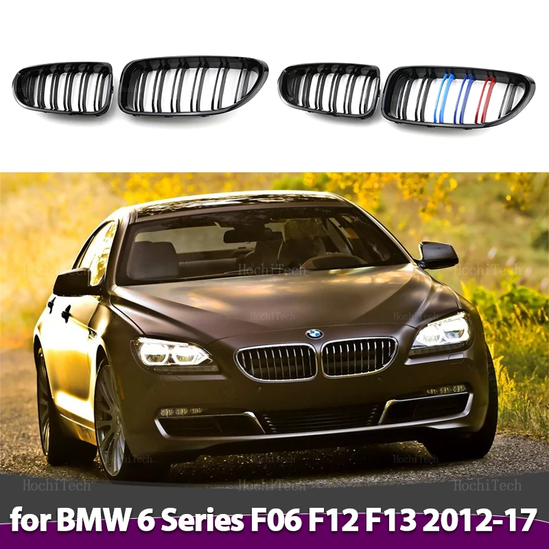 

For BMW 6 series F06 F12 F13 2012-2017 Sport Grill Double Slat Line Grilles Kindey Grills Car Gloss Black Front Bumper Grille