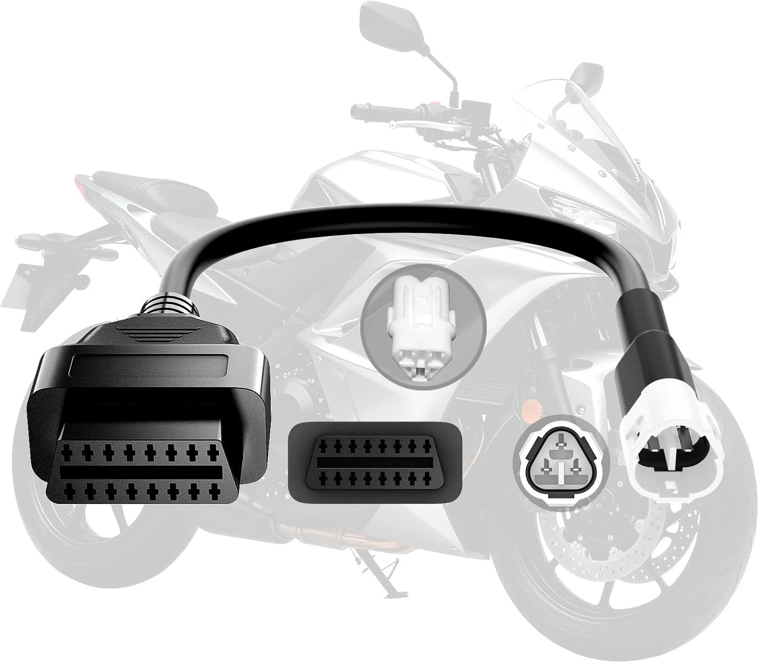 

Кабель-адаптер OBD2 подходит для мотоциклов Yamaha, 3-контактный на 16-контактный диагностический кабель-адаптер OBD2, работает со всеми сканерами OBDII