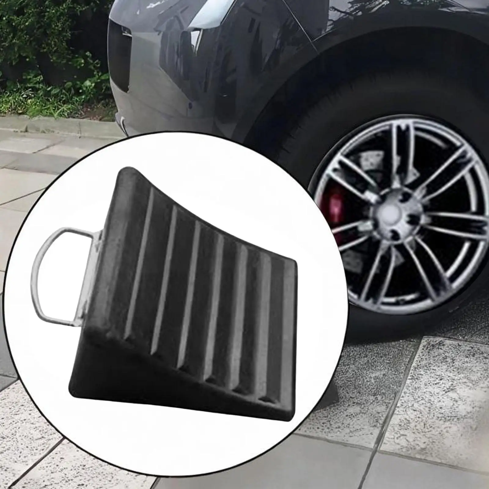

Car Wheel Chock Multipurpose Wear Resistant Triangular Structure for Low Floor Vehicles Parking Lots Garages Cars Factories
