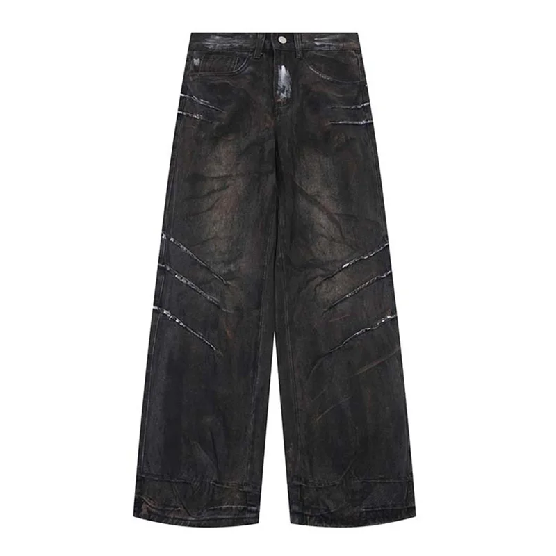 Hi Street Baggy Vintage Jeans Pants Washed Harakuju Streetwear Denim Trousers For Male Oversized