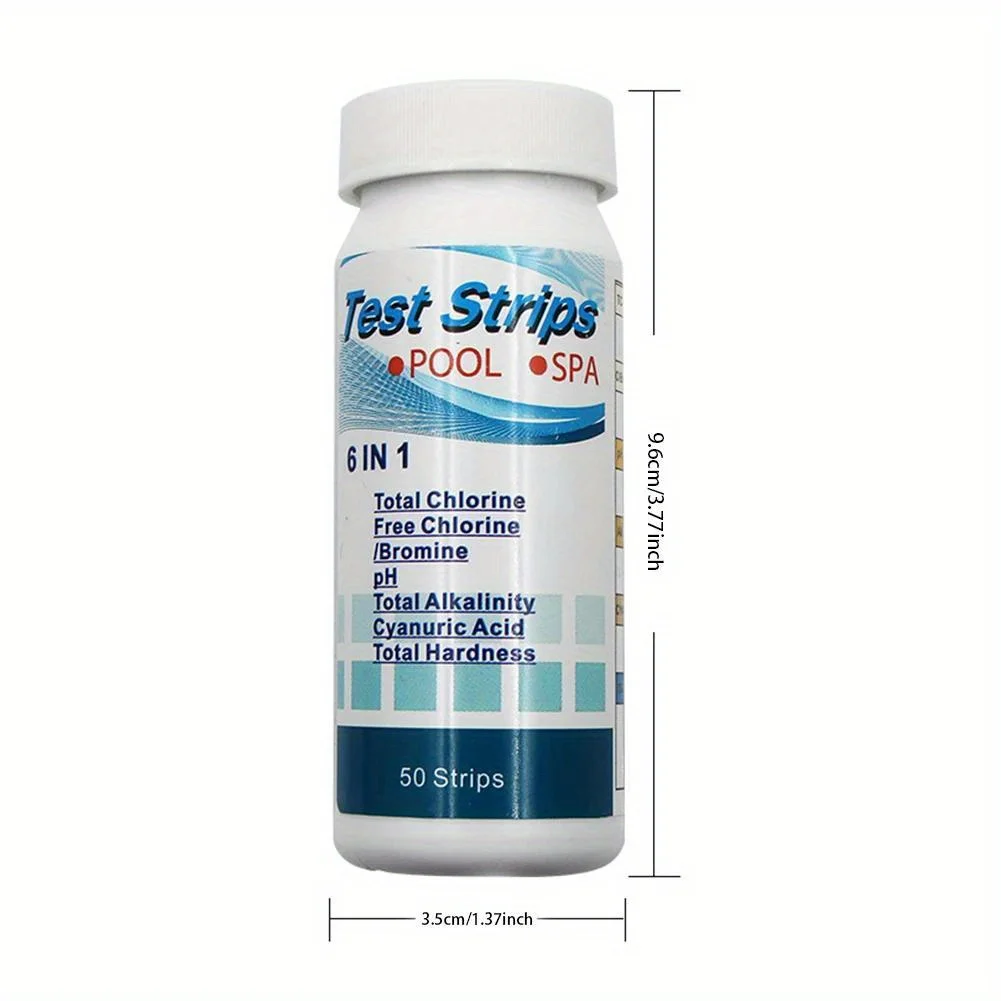 50/100 Stück 3/6/7-in-1 Schwimmbad-pH-Teststreifen Mehrzweck-Chlor-Brom-Teststreifen für Aquarien Wasserqualitätstester – Detail 5