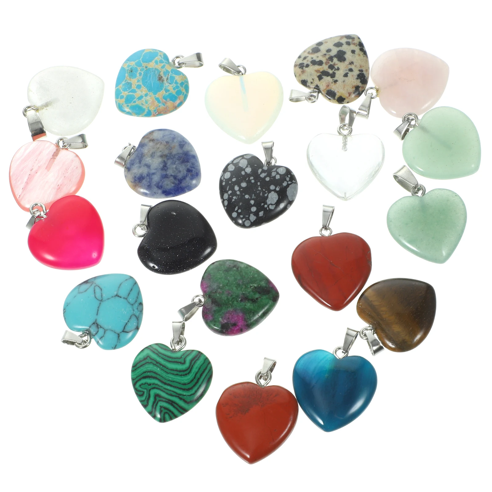 

20pcs Crystal Heart Shaped Pendant Necklace Bracelet DIY Accessories R om Mixed Colors Jewelry Component Charm Decor