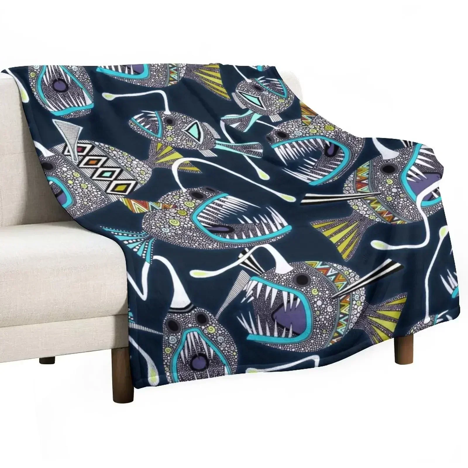 deep sea anglerfish Throw Blanket Hairy Large Blankets