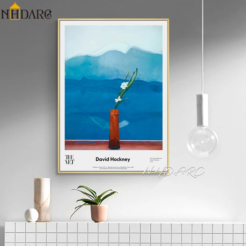 David Hockney Scenery Blue Vase Retro Poster, Canvas Print Painting, Wall Picture Art, Modern Living Room, Interior Home Decor