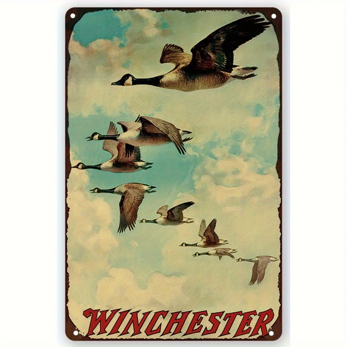Winchester Vintage Duck & Geese Hunting Metal Sign - Rustic / Wall Decor, Heavy-Duty Iron Hunting Theme Art for home, for Cave