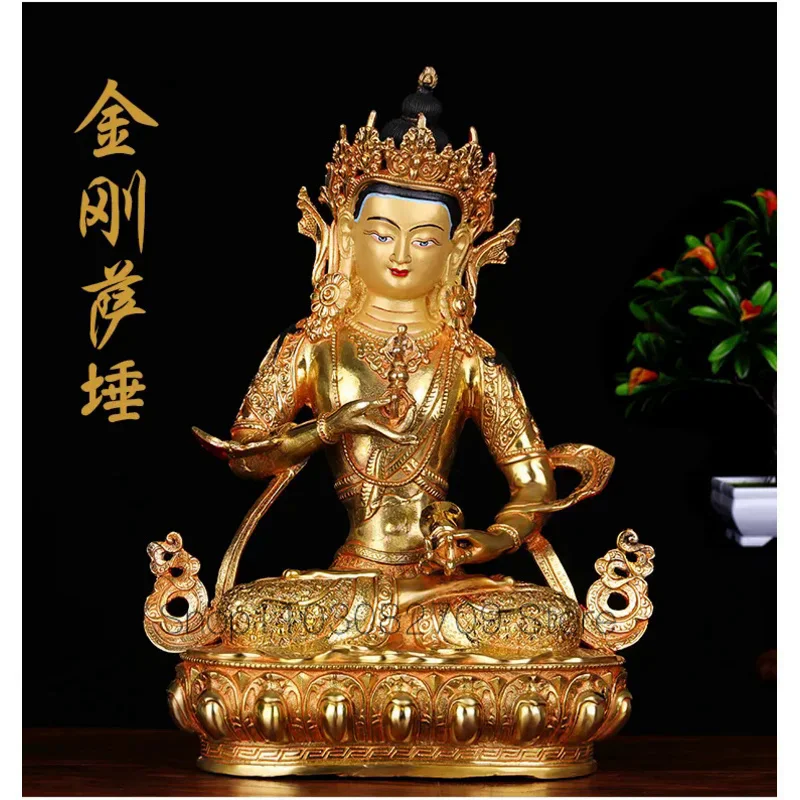 Special Offer 33CM large HOME family efficacious Talisman Buddhism Gilding Gold-plated Vajrasattva mahasattva Buddha statue