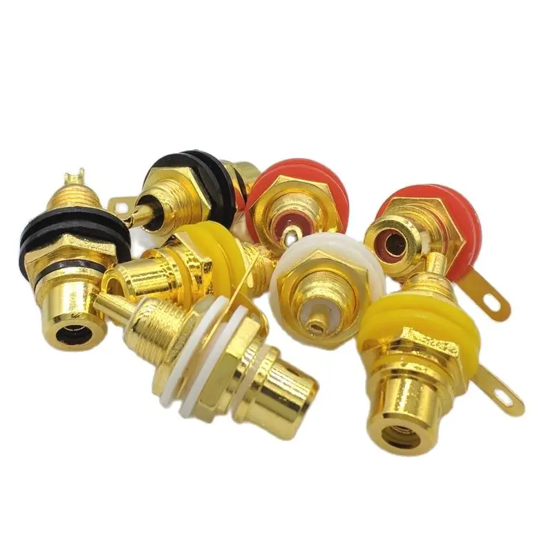 4 Colour RCA socket Gold Plated  RCA Connector For DIY Video Audio Player 8pcs/lot