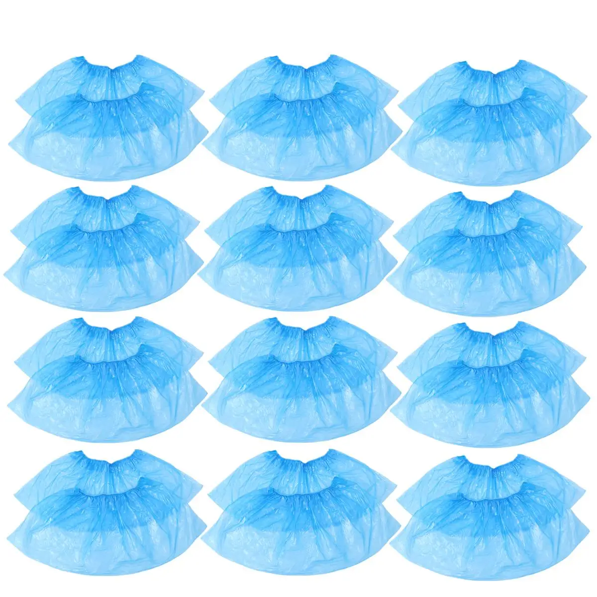 100pcs Disposable Shoe Covers Blue Polyethylene 33x16cm Elasticated Hotel Office Car Carpet Cleaning Overshoes Plastic