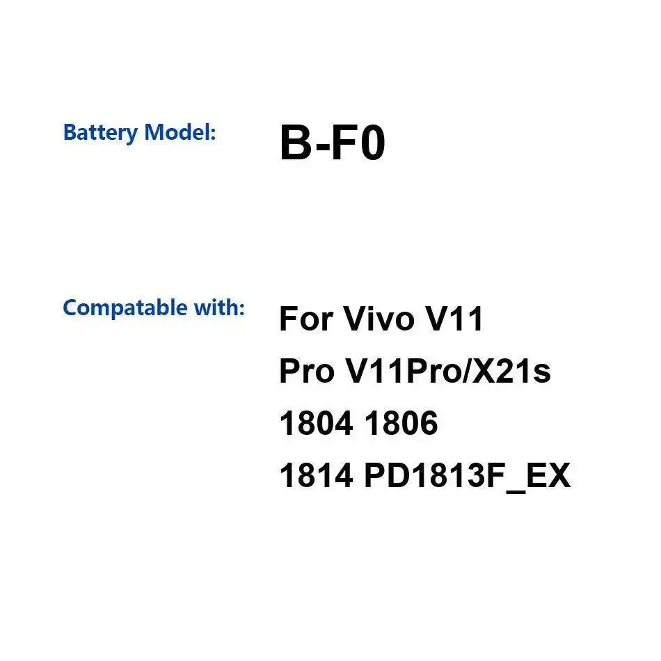 

Durable Mobile Phone Battery B-F0 For Vivo V11 Pro X21s 1804 1806 1814 PD1813F_EX 3400Mah