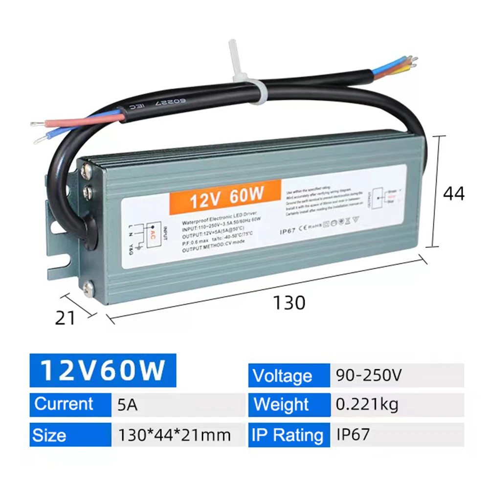 IP67 Waterproof LED Power Supply Ultra-thin AC To DC 12V 24V Switch Transformer Adapter 100W 150W 200W 300W 400W LED Driver
