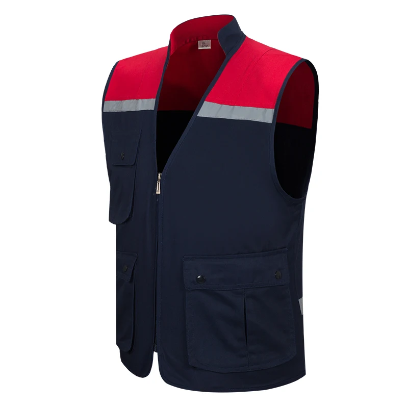 Night Reflective Vest With Logo Pockets Construction Protective Automobile Mechanical Maintenance Electrician Welder Workwear