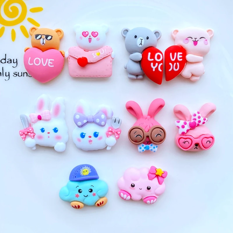 10Pcs Neue Nette Mini Bär/Kaninchen/Cloud Harz der Flachen Rückseite Cabochons Scrapbooking DIY Schmuck Handwerk Dekoration Zubehör