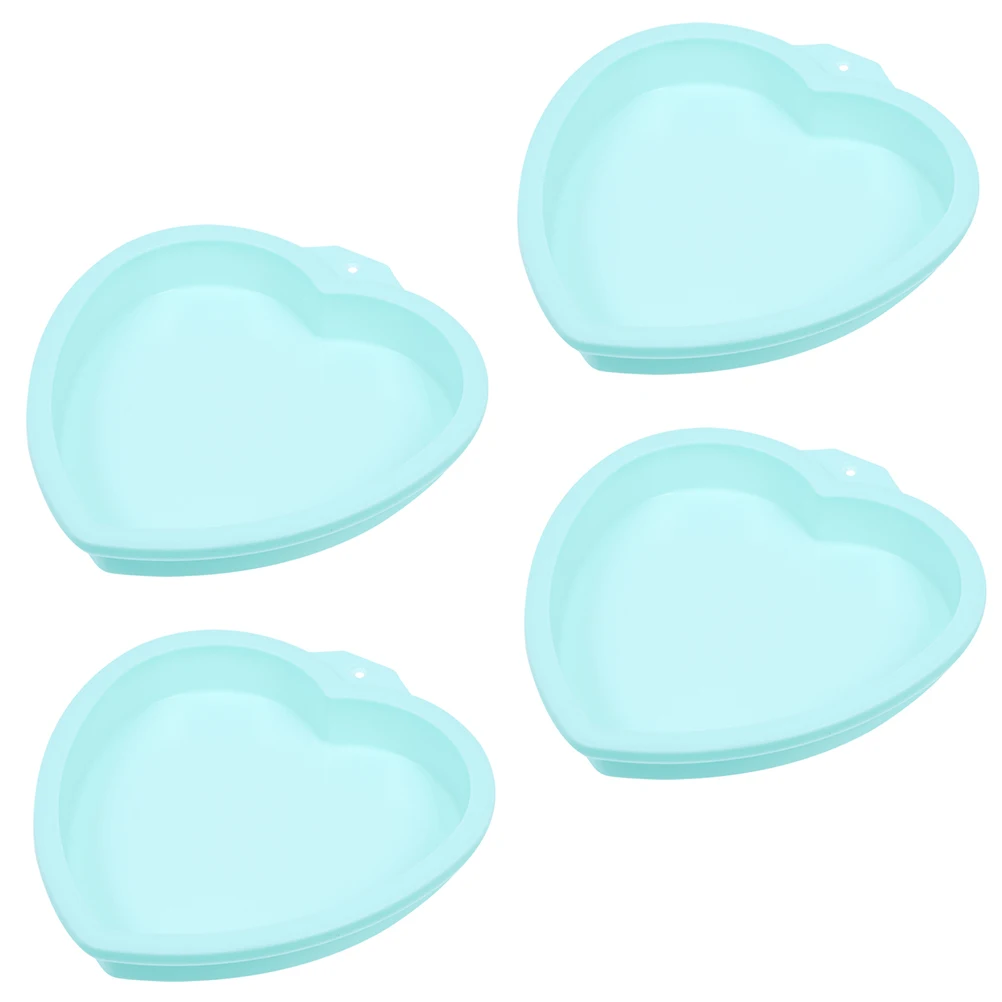 

4 Pcs Heart Shaped Cake Molds Silicone Baking Pans Multi function Chocolate Tray Tier Mold