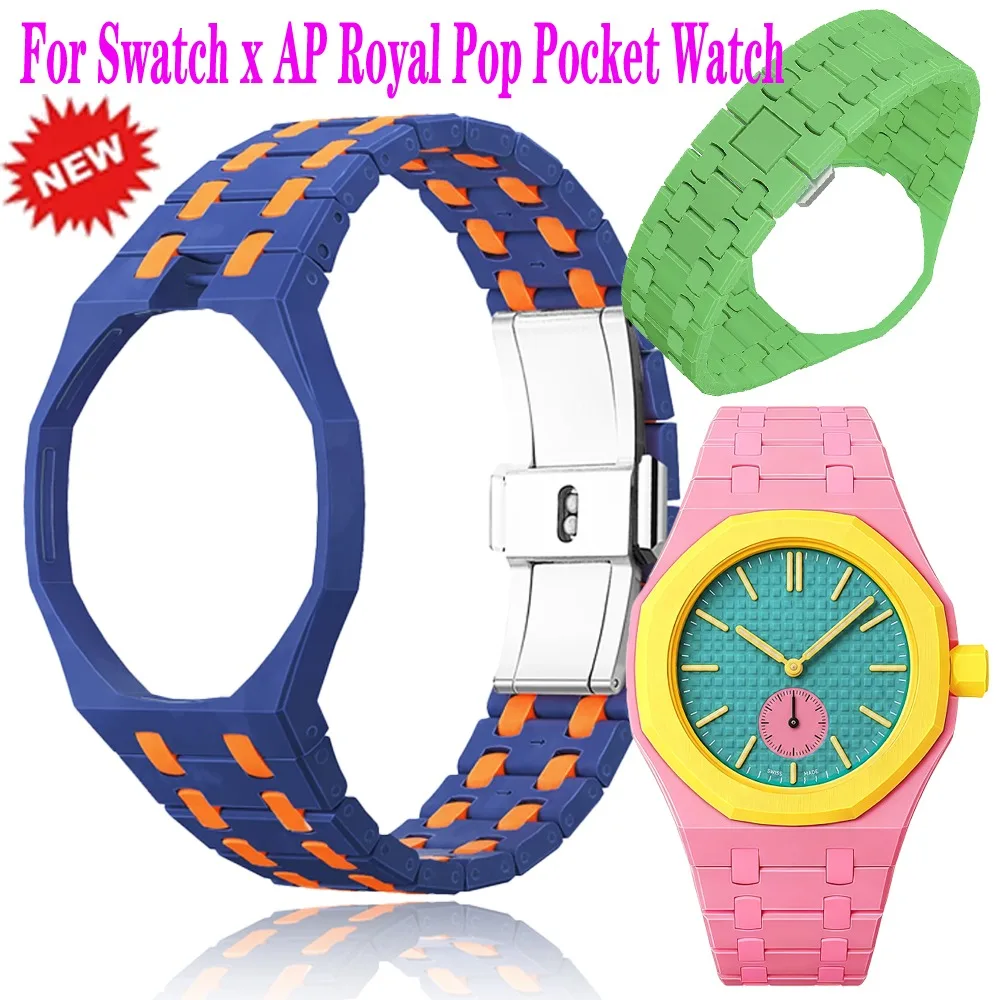 Bioceramic Case+Strap for Swatch X AP Royal Pop Pocket Watch Changer To Wristwatch Modification Kit Royal Pop Luxurious Bracelet