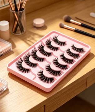 Fluffy Puppy Dog Eye Fake Eyelashes Wispy Volume Mink Lashes, Light Thin Band Reusable Strip Lashes for Women Makeup