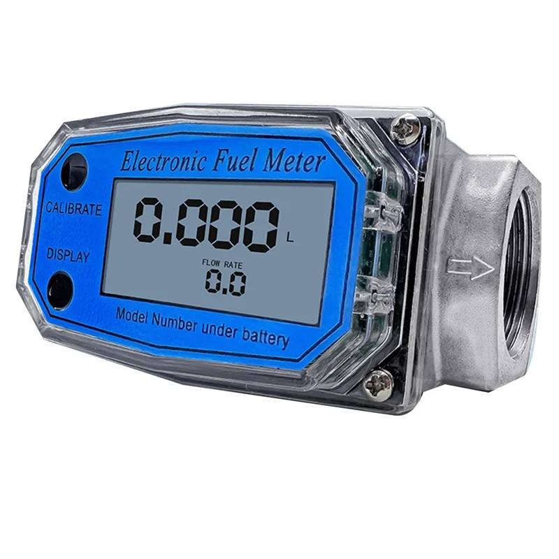 

25 Digital Turbine Flow Meter for Measuring Gasoline Water Sea Liquid Flowmeter Blue