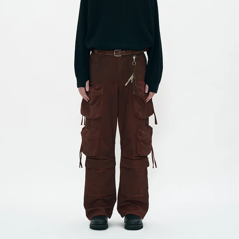 

Свободные винтажные брюки прямого кроя, повседневная рабочая одежда, 100% хлопок, осень-зима, новинка, молодежный стиль, энергичная мода, прямые брюки.