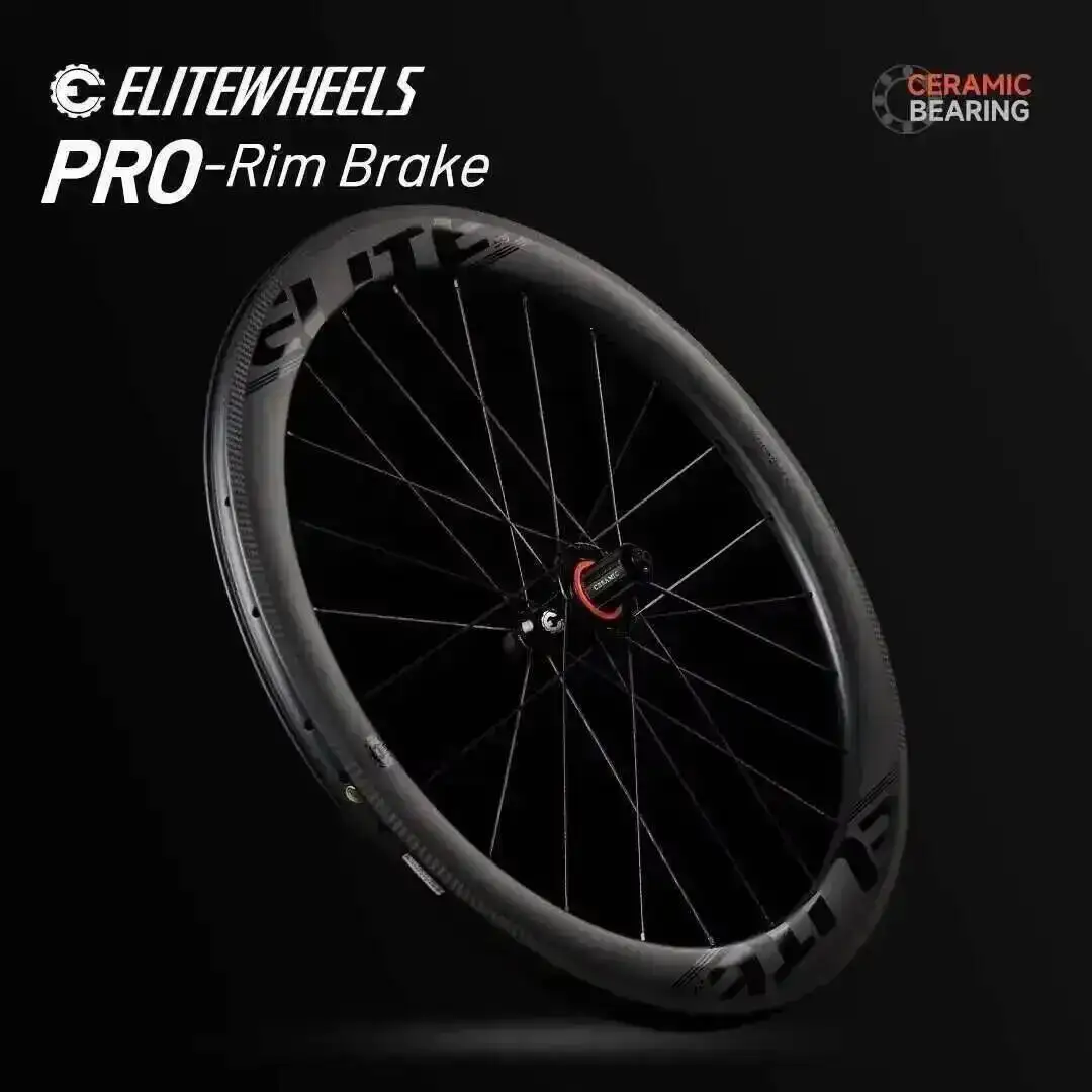 AliExpress ELITEWHEELS PRO 700c Road Carbon Wheels R10 Ceramic Bearing Or Normal Hub 20-24H Clincher Tubeless For Cycling Wheelset