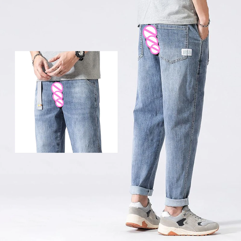 Outdoor con apertura sul cavallo Sesso Pantaloni streetwear Pantaloni hotpants esotici Uomo Cargo Jeans strappati Pantaloni in denim maschile Tuta cargo Coppia casual