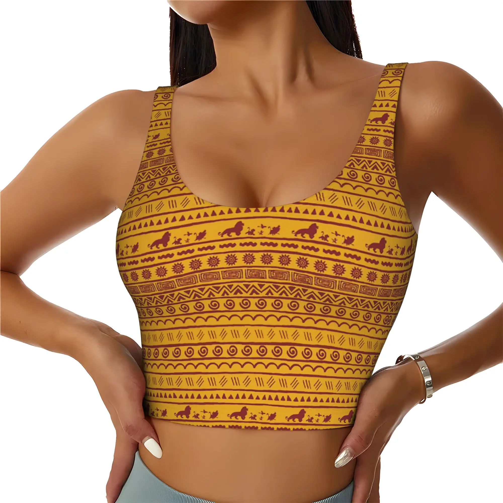 Custom Liones Anime Kinges Workout Crop Tank Tops for Women Hakuna Matata Simba Running Sports Bras