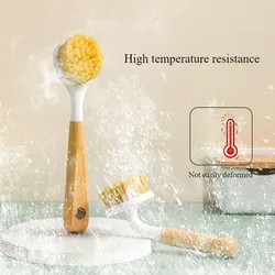 1/2/5/10PCS Multi-Functional Household Long Handle Pan Brush Non-Oil Resistant High Temperature Wood Handle Cleaning Brush