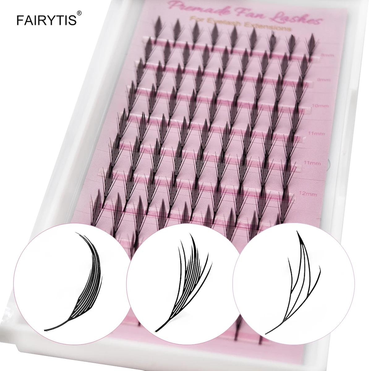 FAIRYTIS Feather Shape Eyelash Extensions Premade Fans Comic Spire Eyelashes C/D Curl Individual Russian Volume Lashes Makeup