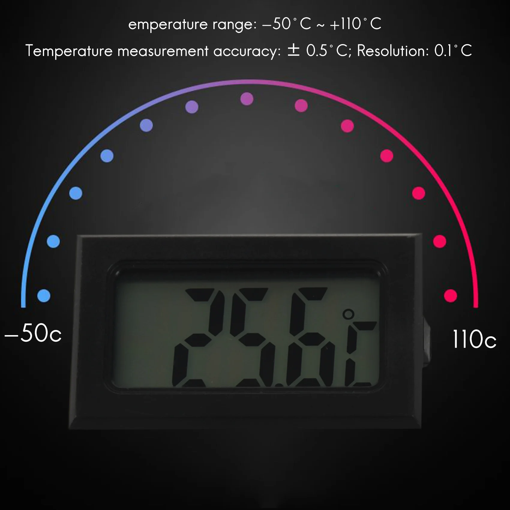 Termômetro LCD digital, Medidor de temperatura, Sensor de sonda,-50 °C a + 110 °C, Novo