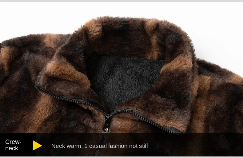 Grenzüberschreitende Stehkragen-Fleece-Baumwolljacke, Freizeitjacke, einfarbig, plus Fleece-Cardigan, Wolljacke, verdickt, doppelt – Detail 3