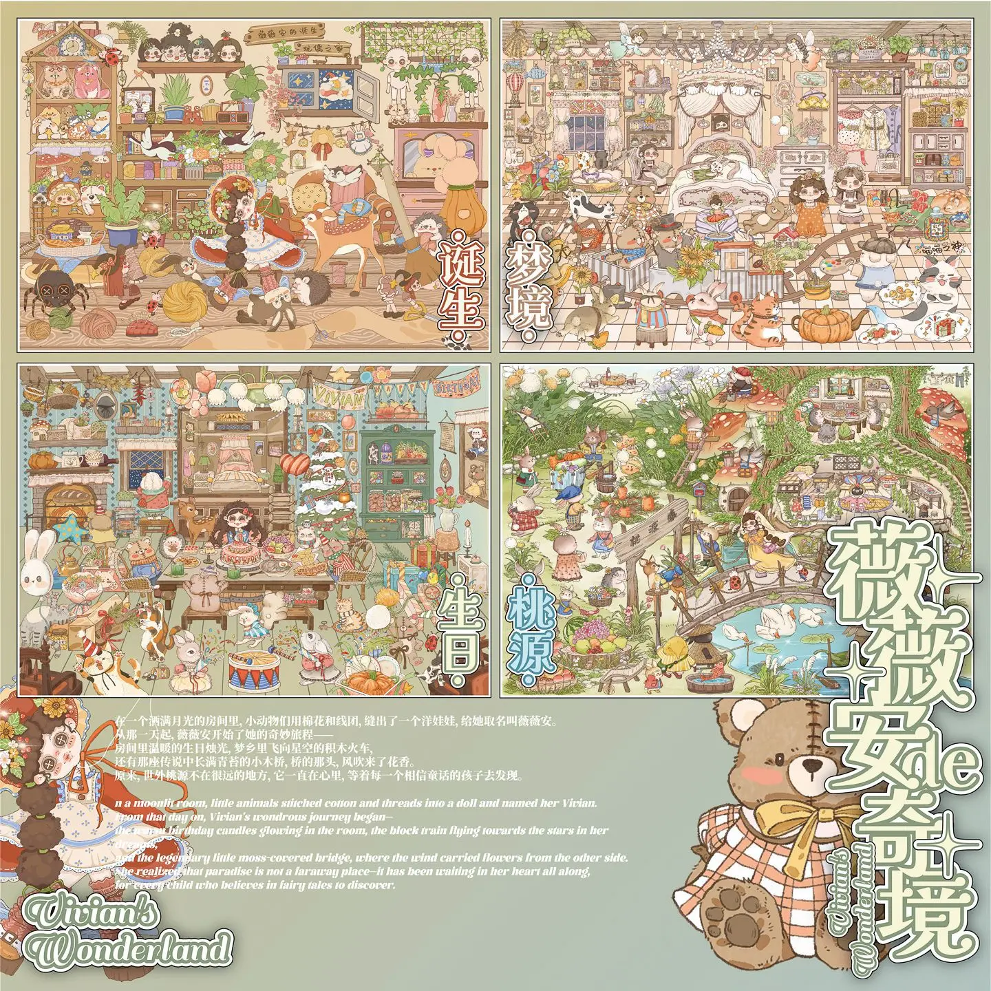 

Kawaii Puppet Dream 3D Dream Journey Landscape Sticker DIY Pocket Cabin Scene festival gift